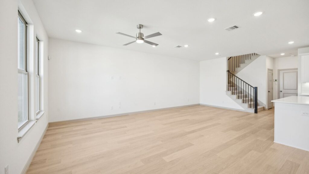 Family Room in the Emily Floorplan at The Village at Midtowne in Midlothian, TX.