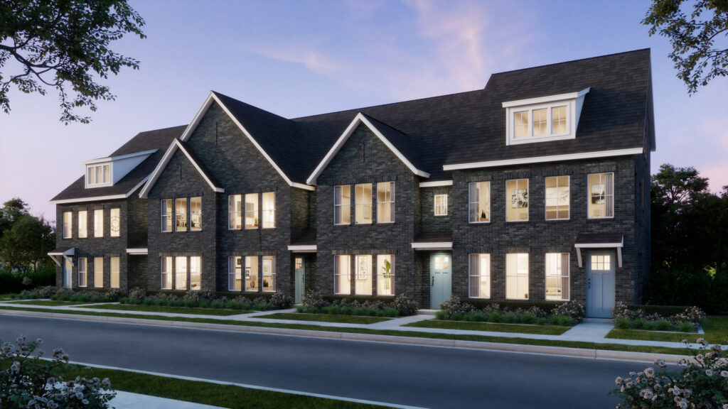 Exterior rendering at Plano Gateway by CB JENI Homes in Plano, TX.