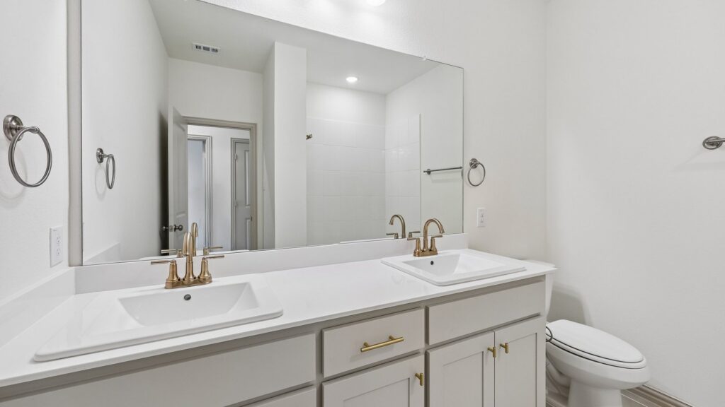 Secondary bathroom in the Betty floorplan at Hazelwood in Frisco, TX.
